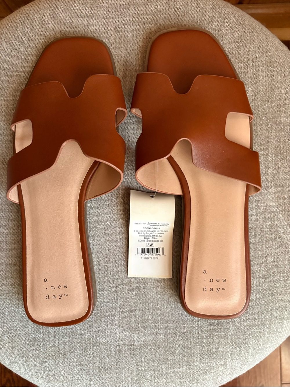 NWT, a new day Cognac Slide Sandals - Women's size 8 wide - Picture 3 of 4